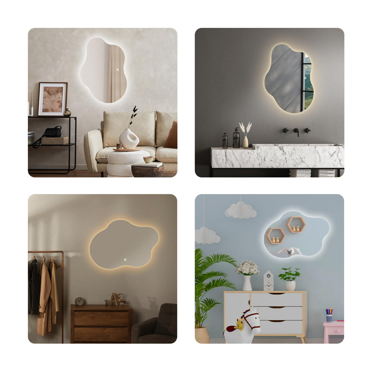 BADSPIEGEL mit Beleuchtung und Anti-Beschlag Rahmenloser 60/50 cm - Weiß, Glas (50/2.9/60cm) - EMKE