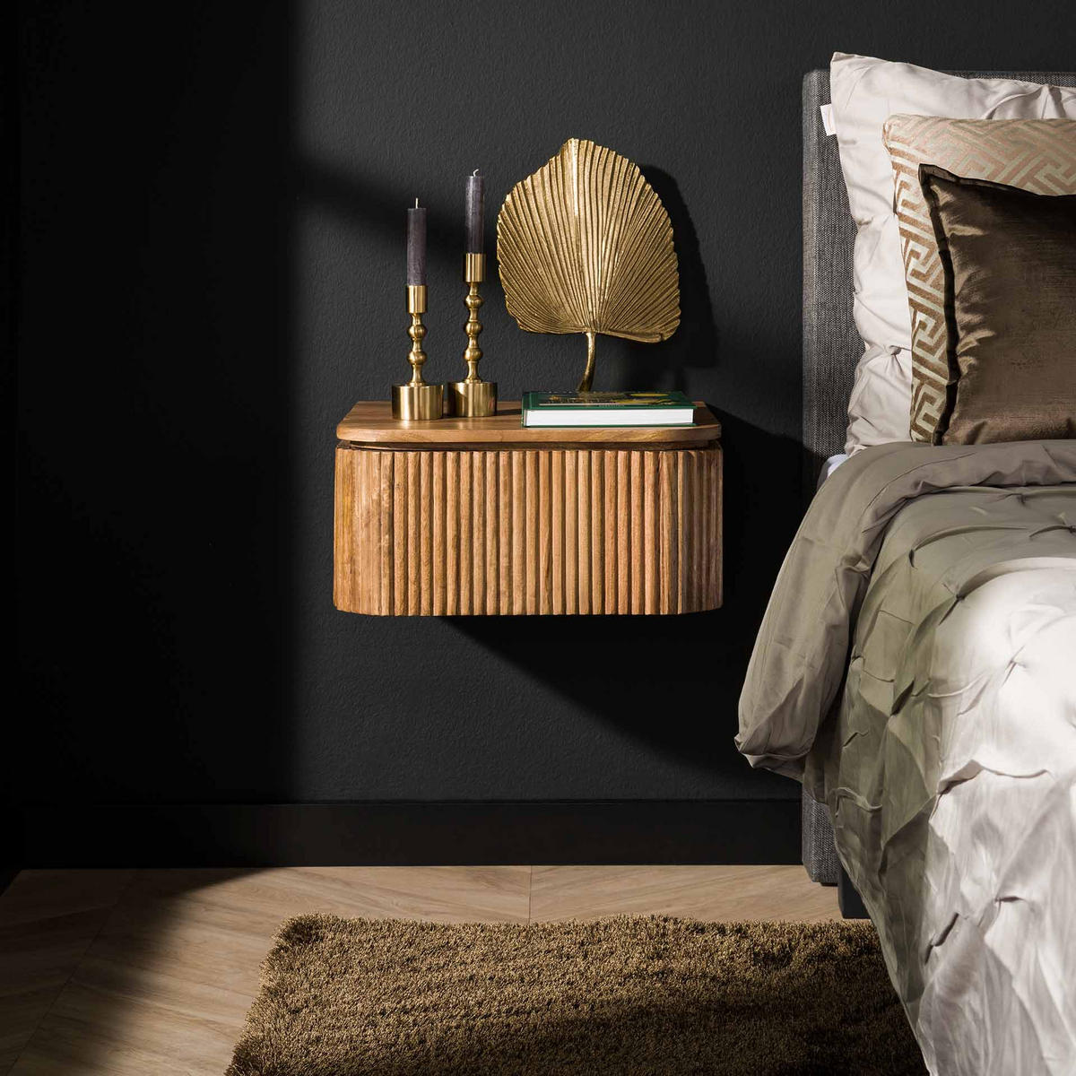 NACHTTISCH Wave Braun 40/45/21 cm - Braun, Holz (45/21/40cm) - Hoyz Collection