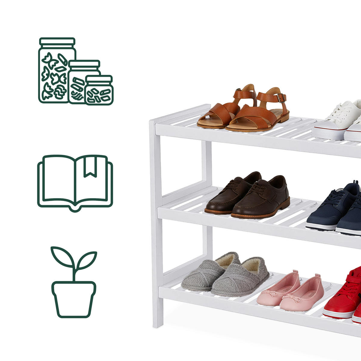 SCHUHREGAL - Weiß, Holz (70/55/26cm) - Relaxdays