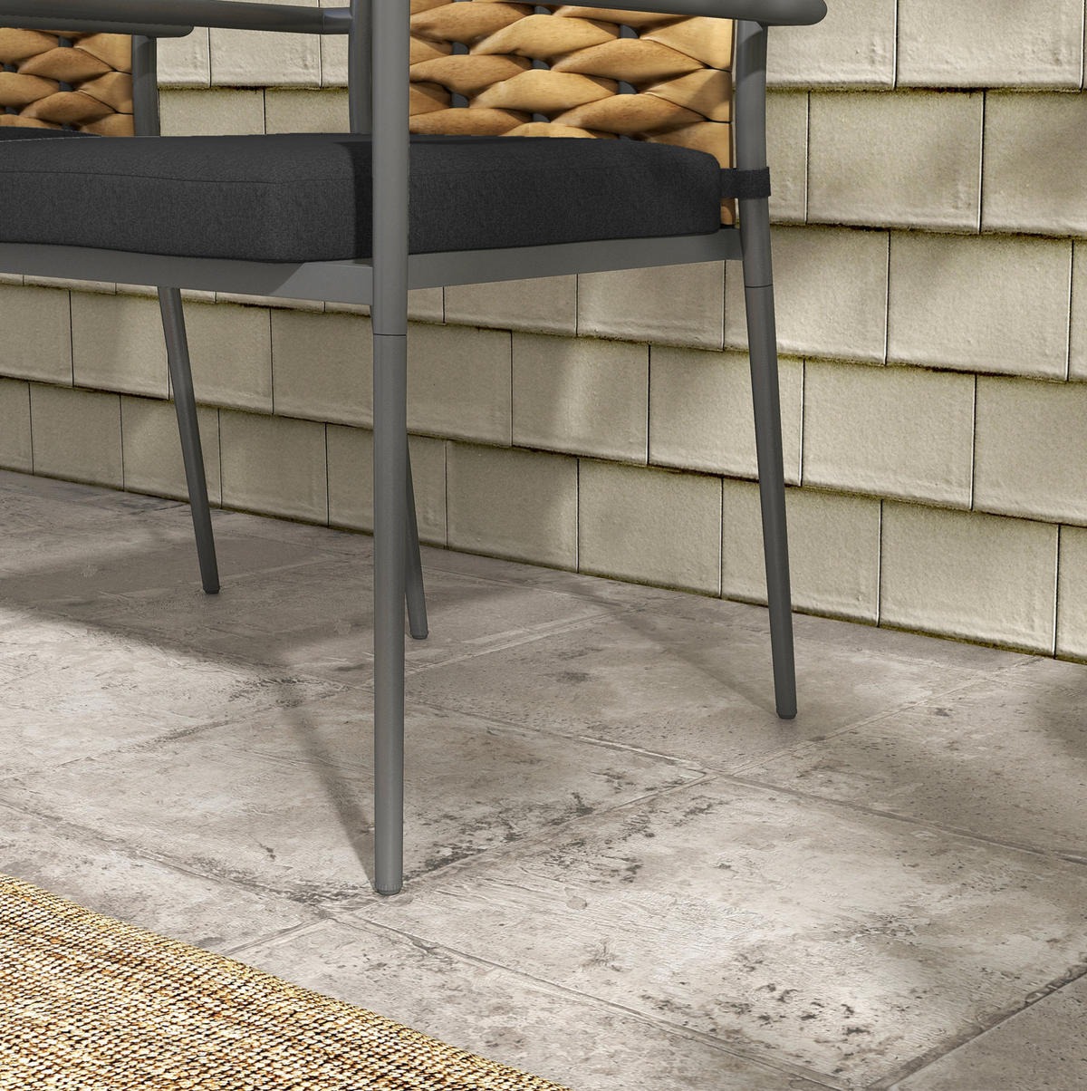 GARTENSTÜHLE aus Stahl 57x58x87 cm Schwarz stapelbar mit Kissen und PE-Rattan-Geflecht - Schwarz, Metall (58/87/57cm) - Modfu