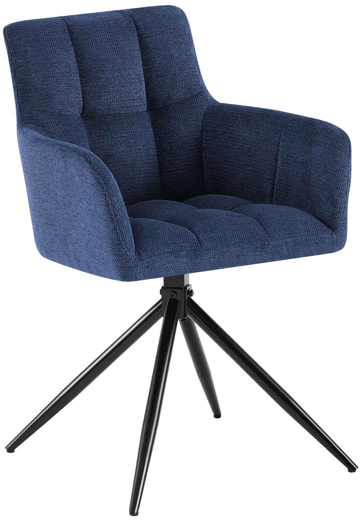 ARMLEHNENSTUHL Stoff Dunkelblau - Schwarz/Dunkelblau, Textil/Metall (59/87/59cm) - CLP
