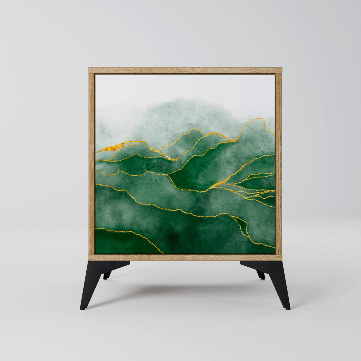 SIDEBOARD EXPENSIVE NATURE, Eichefarben, 57,5x42x75,5 cm, Goldfarbene Metallfüße - Eichefarben/Goldfarben, Holzwerkstoff/Metall (57.5/75.5/42cm) - SpaceRebels