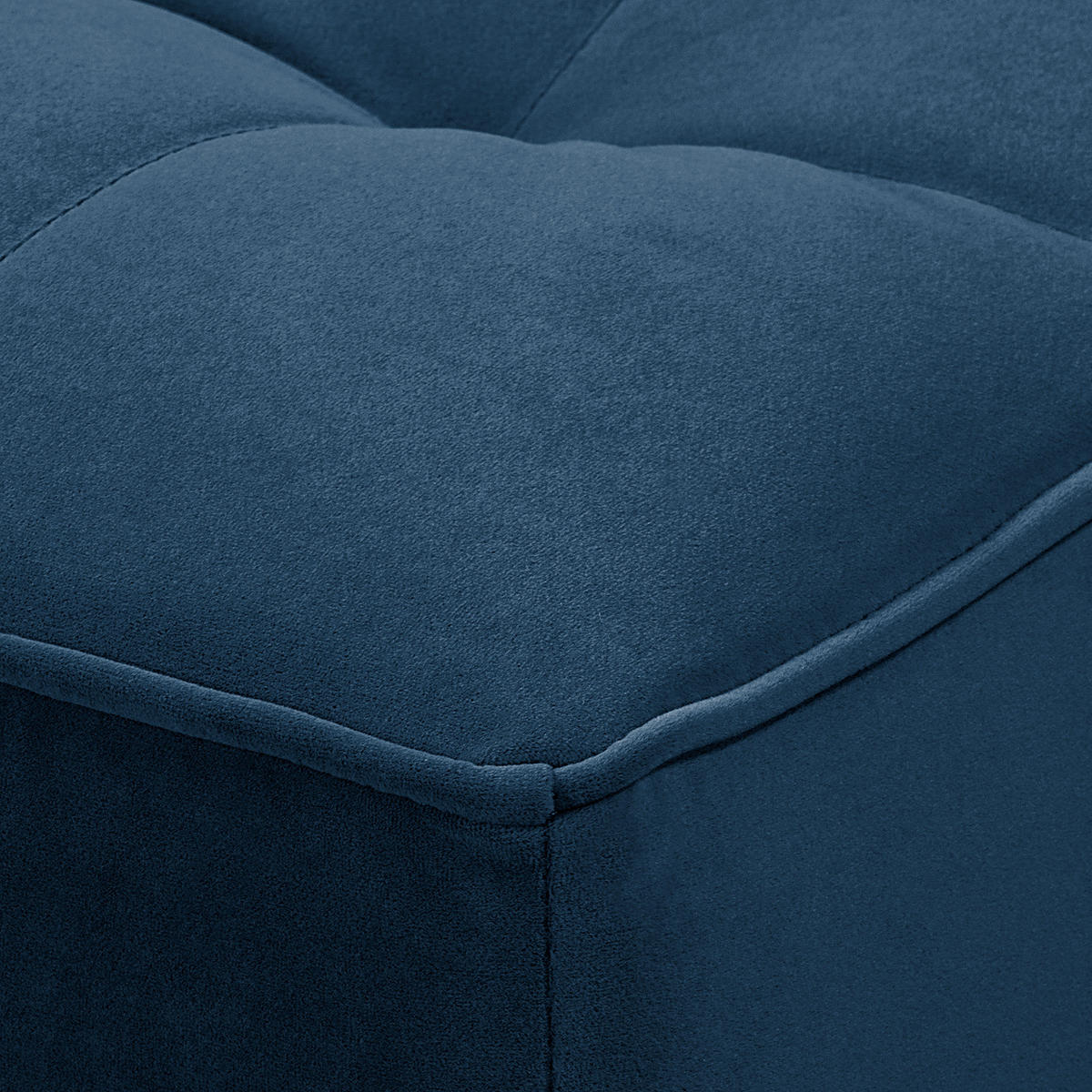 HOCKERBANK - Samt - Dunkelblau, Birkenholz/Textil (124/43/69cm) - home24