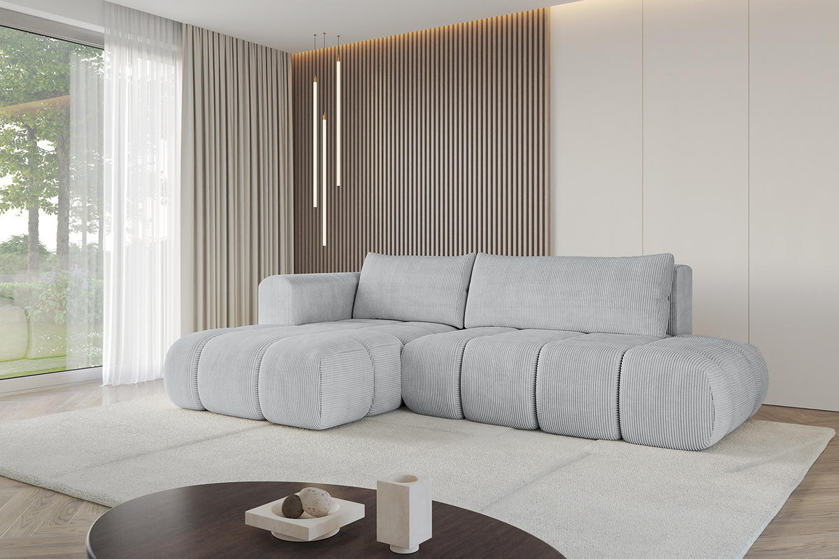 ECKSOFA Ottomane Links CLOUD-L 289x180x40 Grau Cord - Grau, Holzwerkstoff/Kunststoff (180/289cm) - ALTDECOR