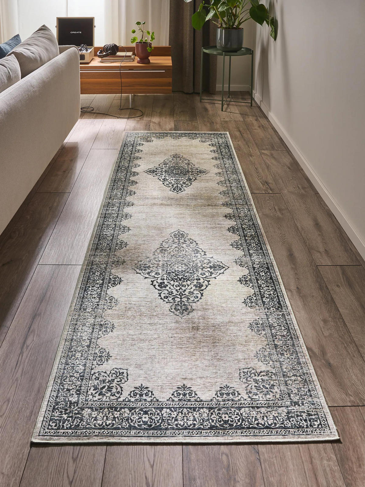 LÄUFER Laury Grau 80x240 cm - Grau, Kunststoff/Textil (80/240cm) - benuta Pop