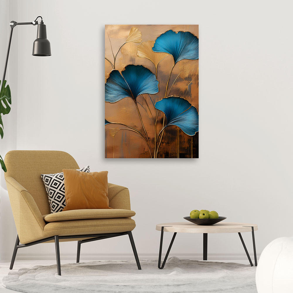 LEINWANDBILD Ginko-Blumen-Botanik-Art-Deco 40x60cm - Beige, Textil (40/60cm) - Feeby