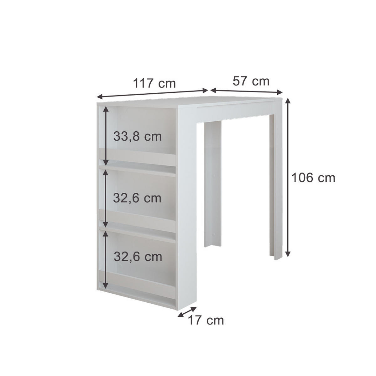 BARTISCH Repose Weiß 57 x 117 cm - Weiß, Holzwerkstoff (117/57/106cm) - Vicco