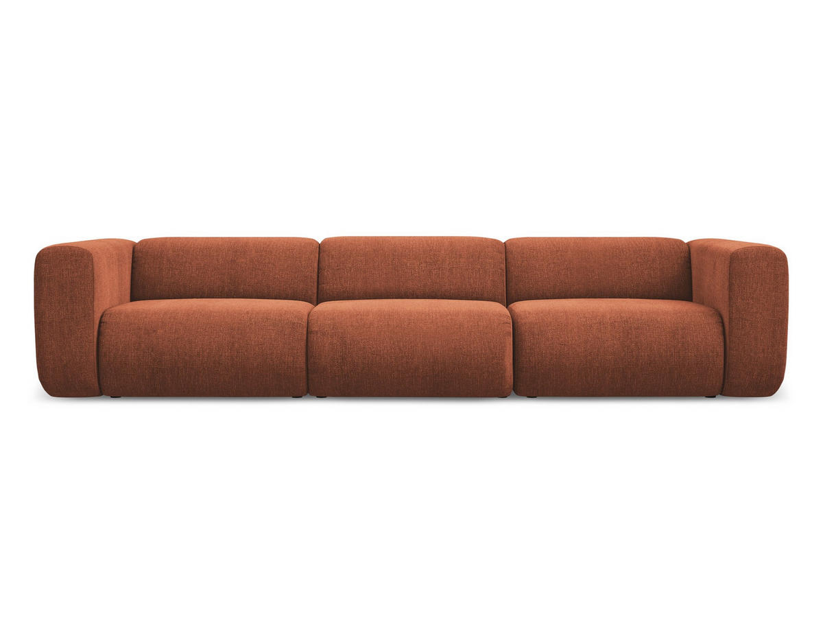 4-SITZER-SOFA Chenille Stoff Orange - Terra cotta/Schwarz, Kunststoff/Textil (319/70/89cm) - Makamii