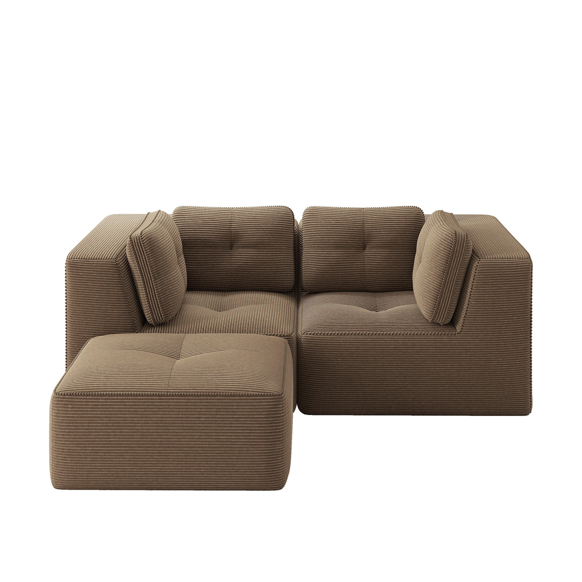 L-FÖRMIGES ECKSOFA Braun 208/177/69 cm 2-Sitzer Cordstoff mit Hocker - Braun, Textil (208/177cm) - PANGIVO