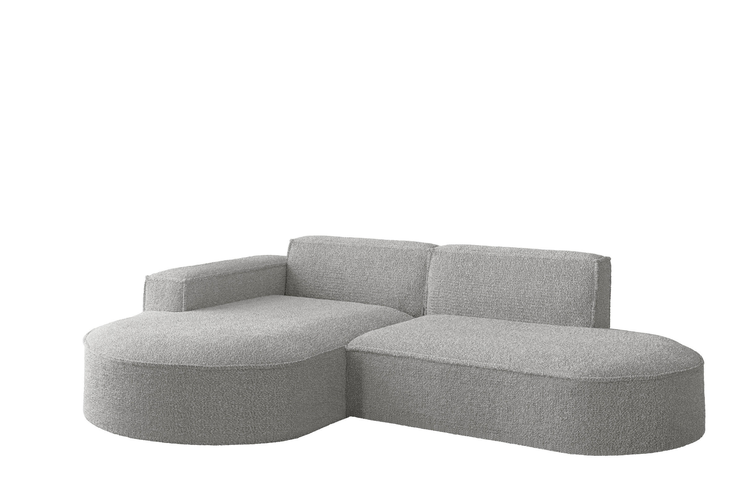 ECKSOFA Designer L-Form MODENA STUDIO Stoff Loop Hellgrau Links - Hellgrau, Holz (165/236cm) - Kaiser Möbel