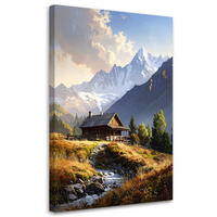 BILD auf Leinwand, Berglandschaft Hütten Natur - Multicolor, Textil (30/45cm) - Feeby