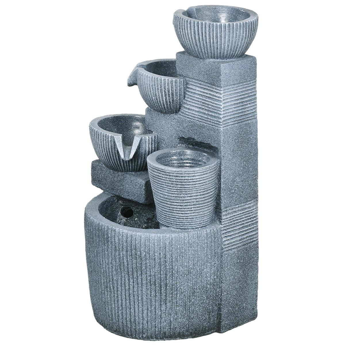 GARTENBRUNNEN DE-10223 4-stufig mit Solar-LEDs Dunkelgrau - Dunkelgrau, Kunststoff (31/27/57cm) - ComfortXL