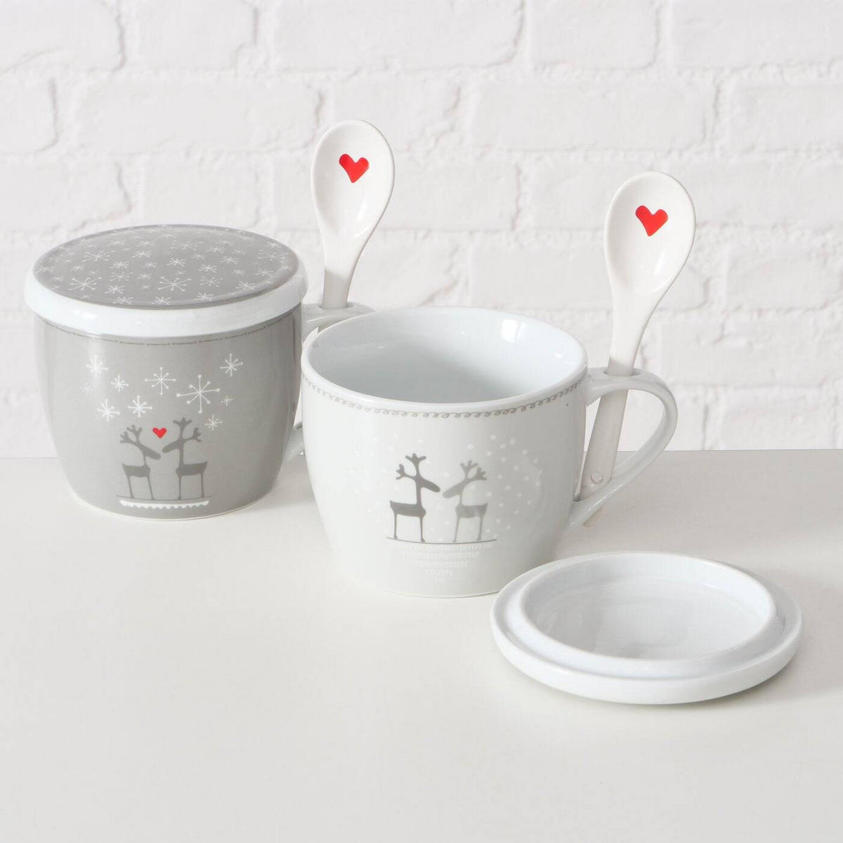 WEIHNACHTSTASSE Jumbo Lovelies 600 ml - Dunkelgrau, Keramik (0.6L) - Boltze Home
