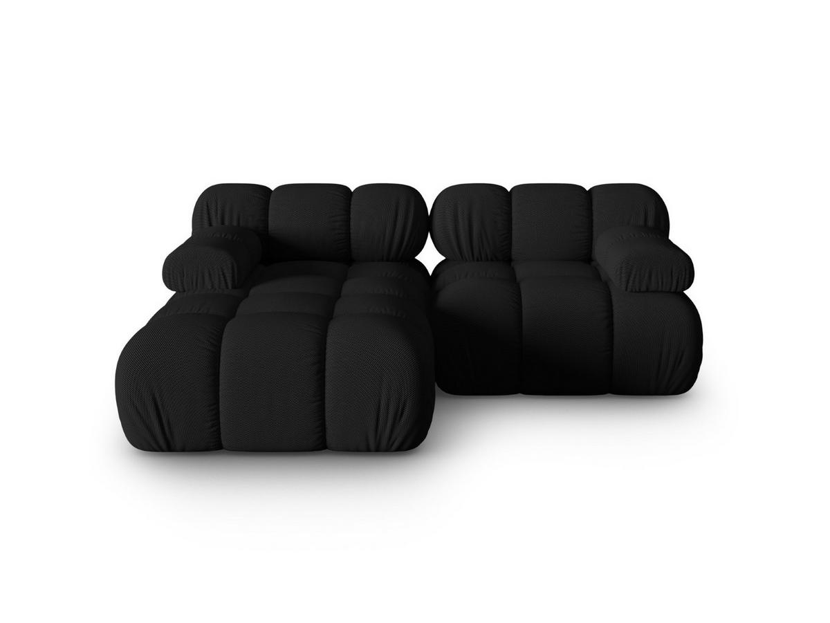 ECKSOFA modular links Bellis aus 3D-Stoff schwarz 3 Sitzplätze - Schwarz, Textil (155/188cm) - Micadoni