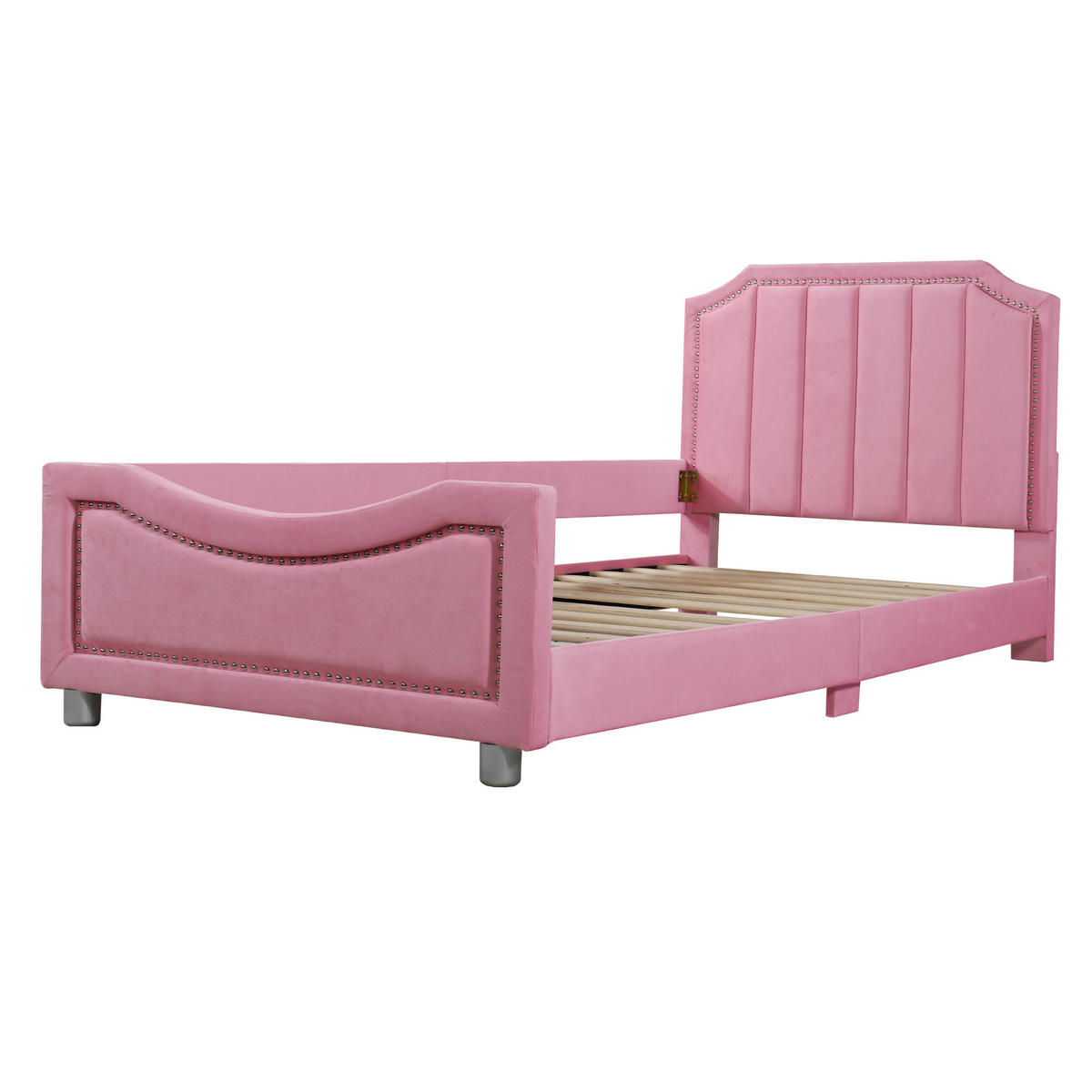 KINDEREINZELBETTEN aus Flanell 90 x 200 cm in Rosa mit Schlafsofa-Funktion - Rosa, Holz (90/200cm) - Modfu