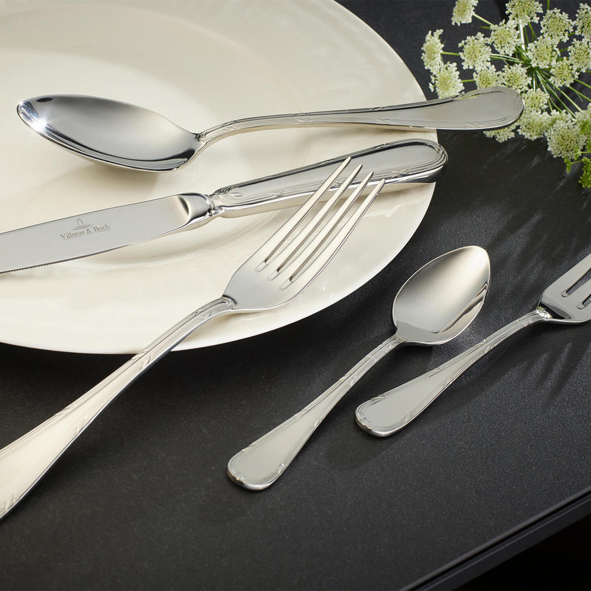 TAFELBESTECK Kreuzband Septfontaines silber 30er Set - Silberfarben, Metall - Villeroy & Boch