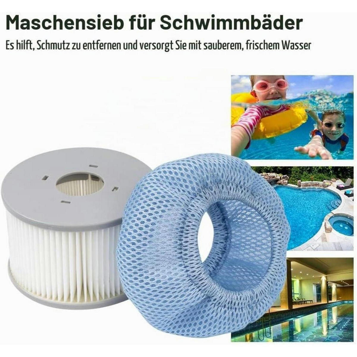 FILTERKARTUSCHEN 2-teiliges Set mit Schutznetzen für Mspa Whirlpools - Hellblau, Kunststoff (10.2/10.2/13.5cm)
