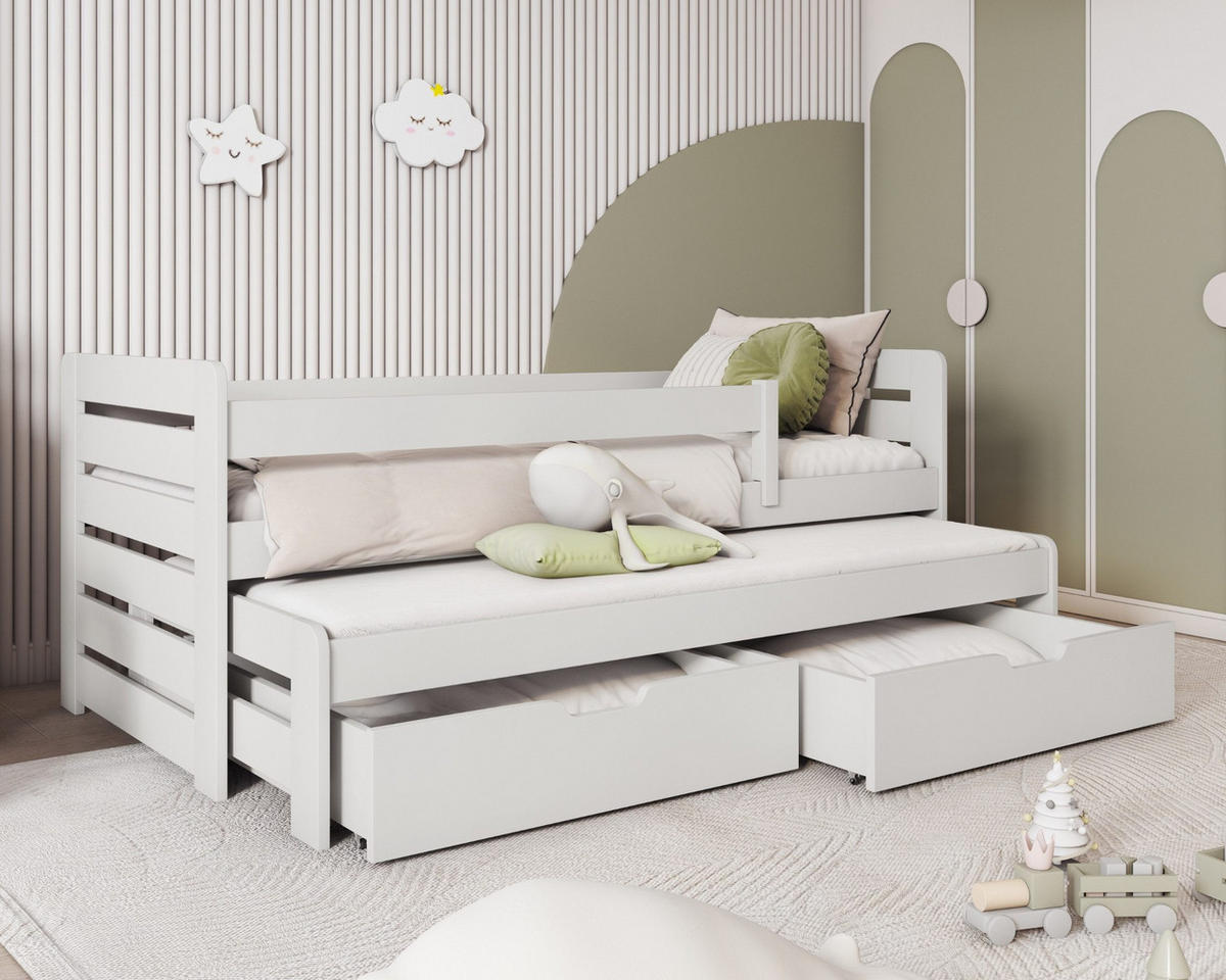 KINDERBETT TED II 90/200 in Weiß - Weiß, Holz/Holzwerkstoff (90/200cm) - Deine Möbel 24