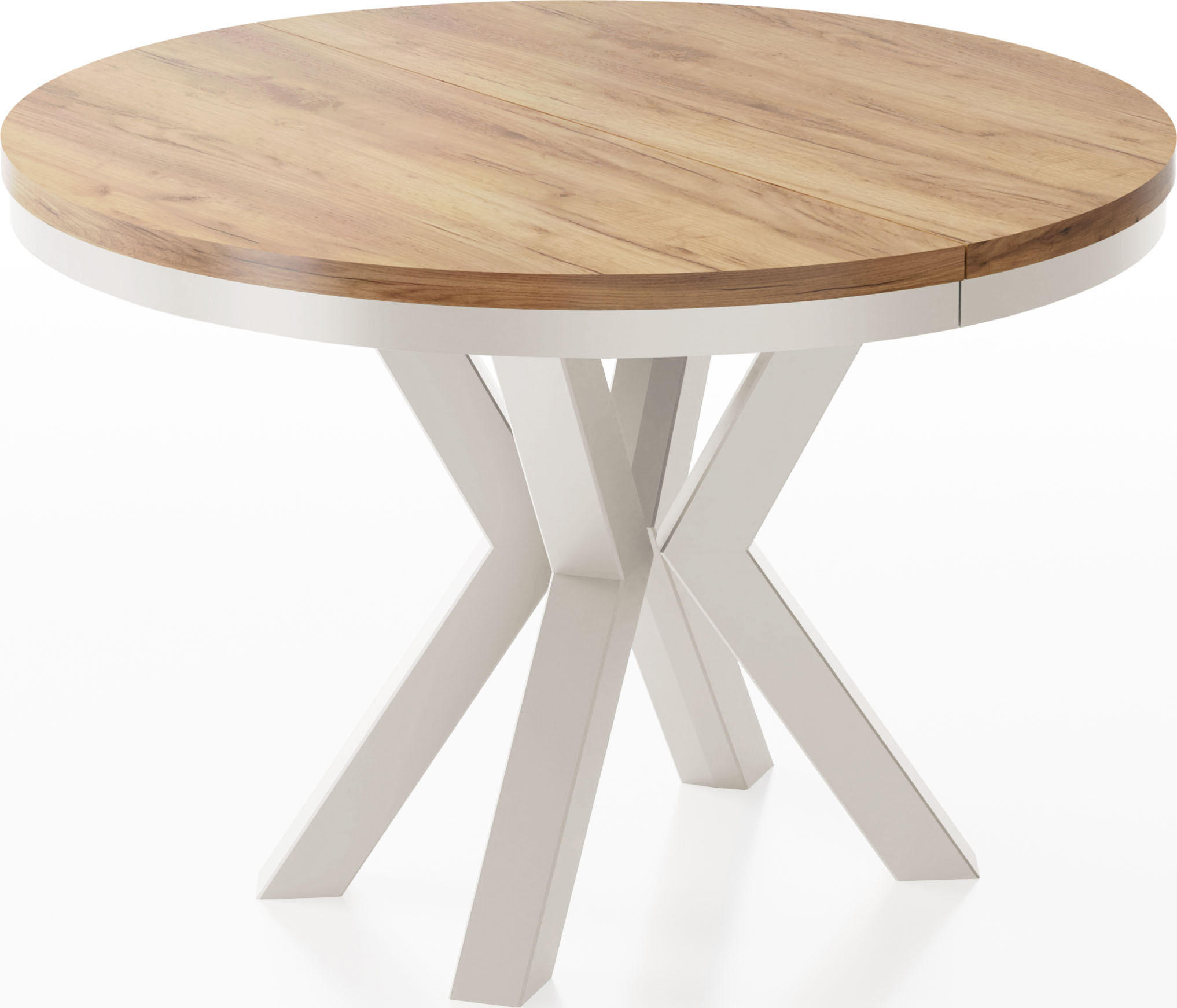 ESSTISCH Clara Beige Cashmere runder ausziehbarer, Craft Eiche 100-180/100/76 cm - Kaschmir/Eiche Wotan, Holzwerkstoff/Metall (100/100/76cm) - WFL GROUP