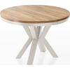 ESSTISCH Clara Beige Cashmere runder ausziehbarer, Craft Eiche 100-180/100/76 cm - Kaschmir/Eiche Wotan, Holzwerkstoff/Metall (100/100/76cm) - WFL GROUP