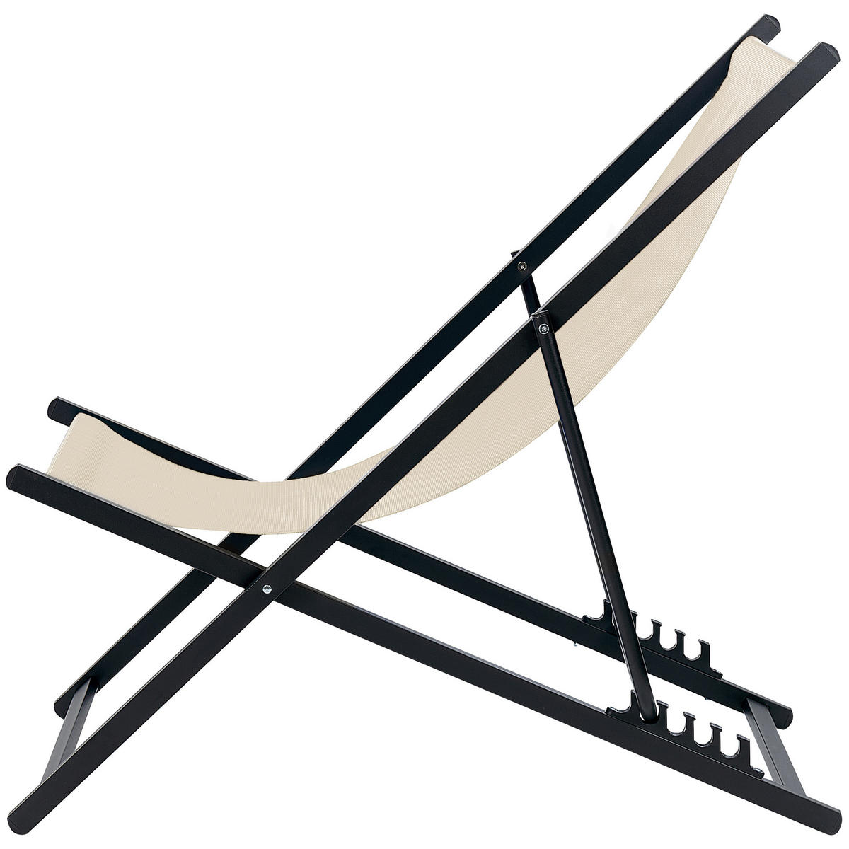 GARTENLIEGE schwarz/beige Locri II - Beige/Schwarz, Metall (60/79/95cm) - Beliani