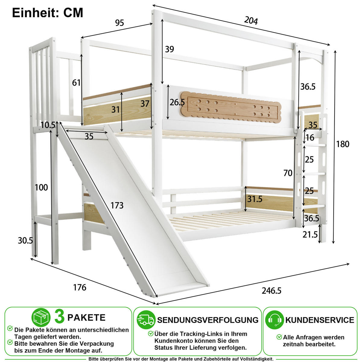PATROVÁ POSTEL 90/200 cm v bílé a přírodní barvě se skluzavkou - přírodní, dřevo/kompozitní dřevo (90/200cm) - CHICFURN