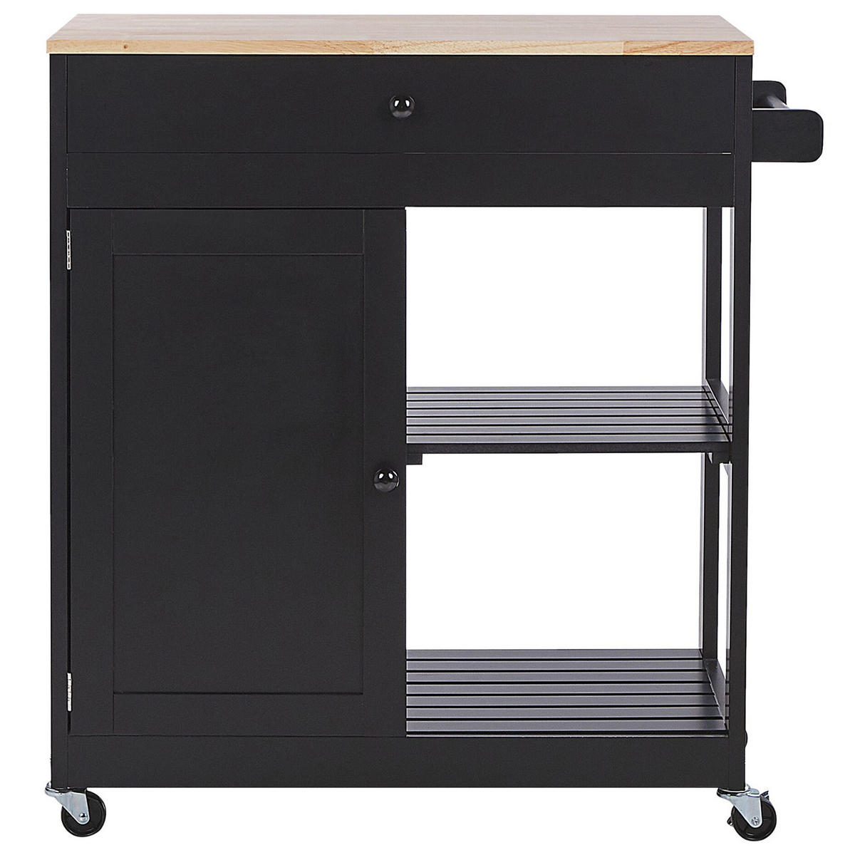 SERVIERWAGEN Schwarz Trapani - Hellbraun/Schwarz, Holzwerkstoff (75/87/44cm) - Beliani