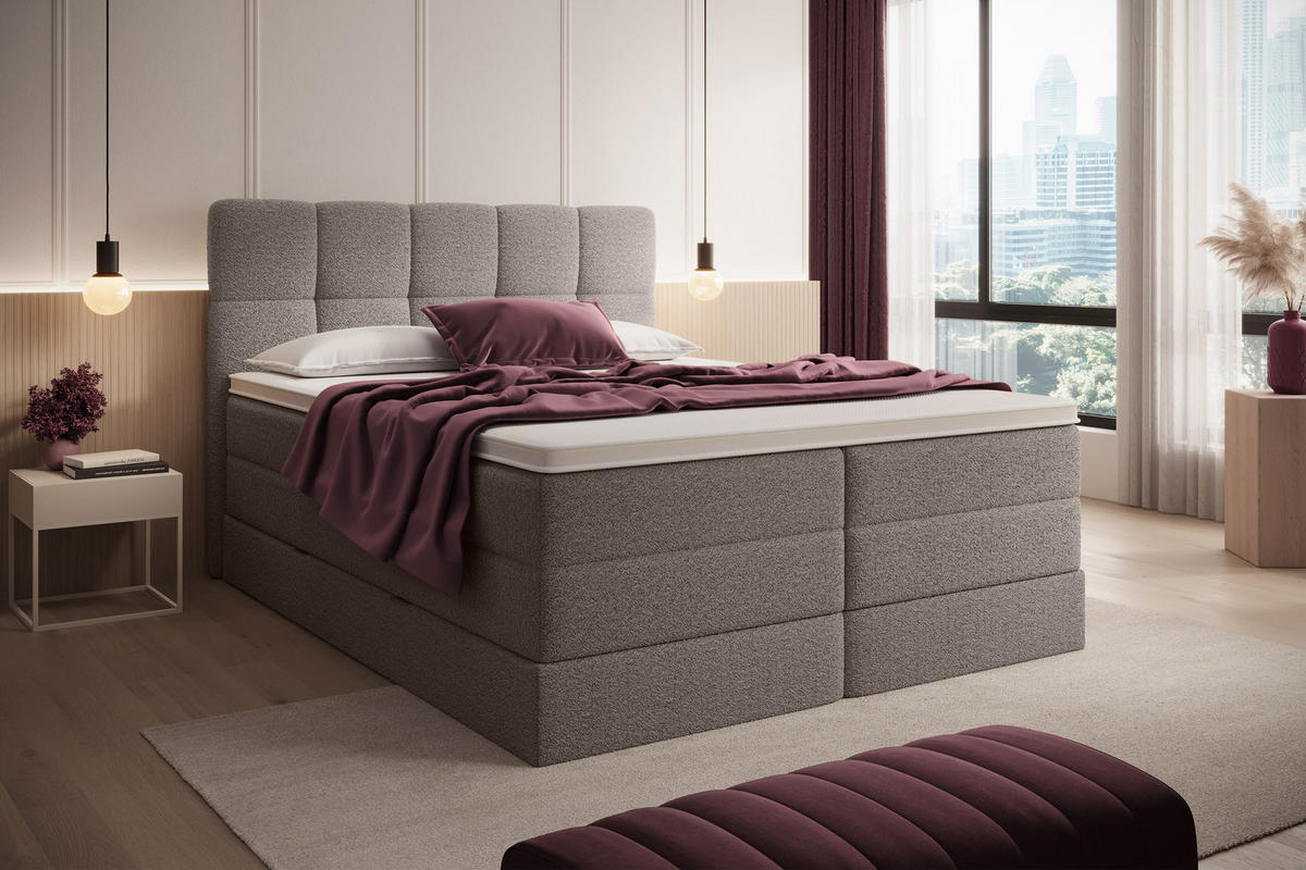 BOXSPRINGBETT Madison 1 braun 160/200 H2/H3 Boucle - Braun, Textil (160/200cm) - wonello