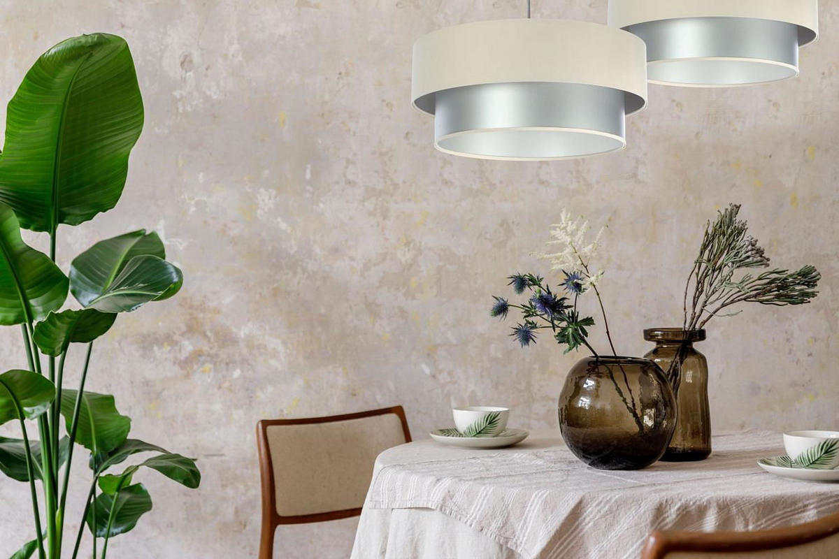 HÄNGELEUCHTE Silber 60/20 cm - Beige/Silberfarben, Kunststoff (60/1/20cm) - ONZENO