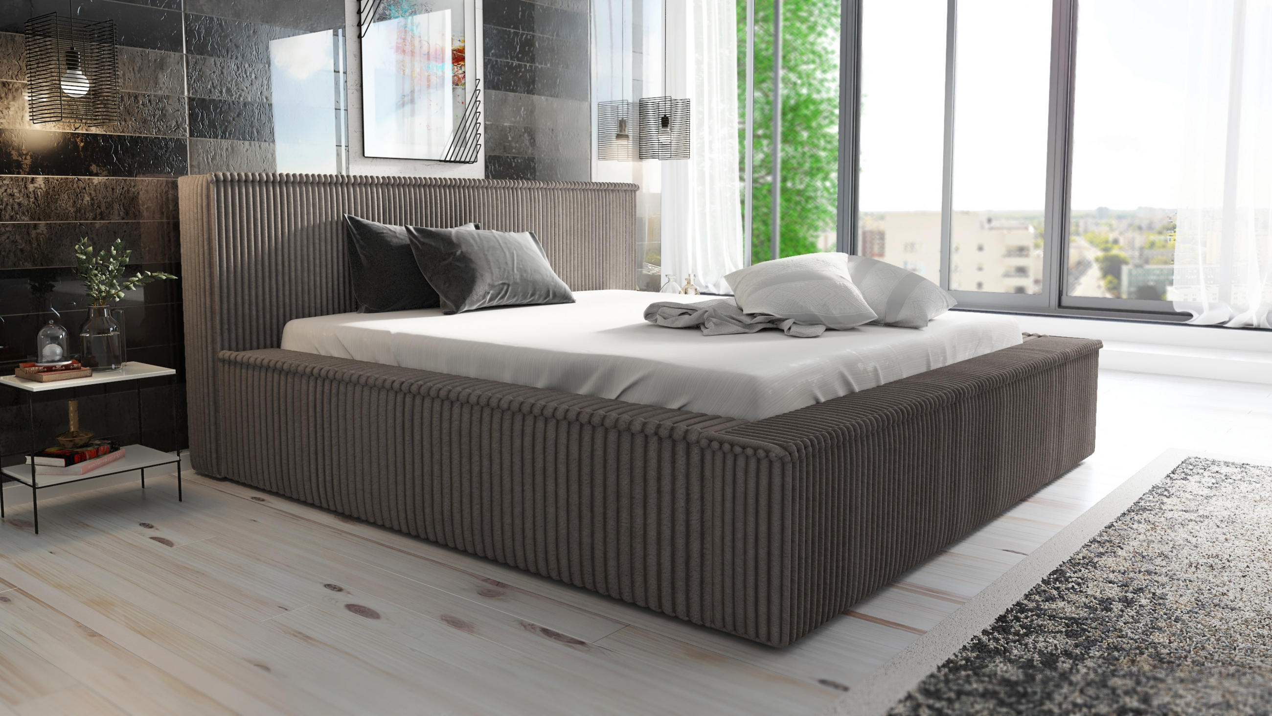 POLSTERBETT RIO 90x200 Braun - Braun, Textil (90/200cm) - A&J MöbelLand