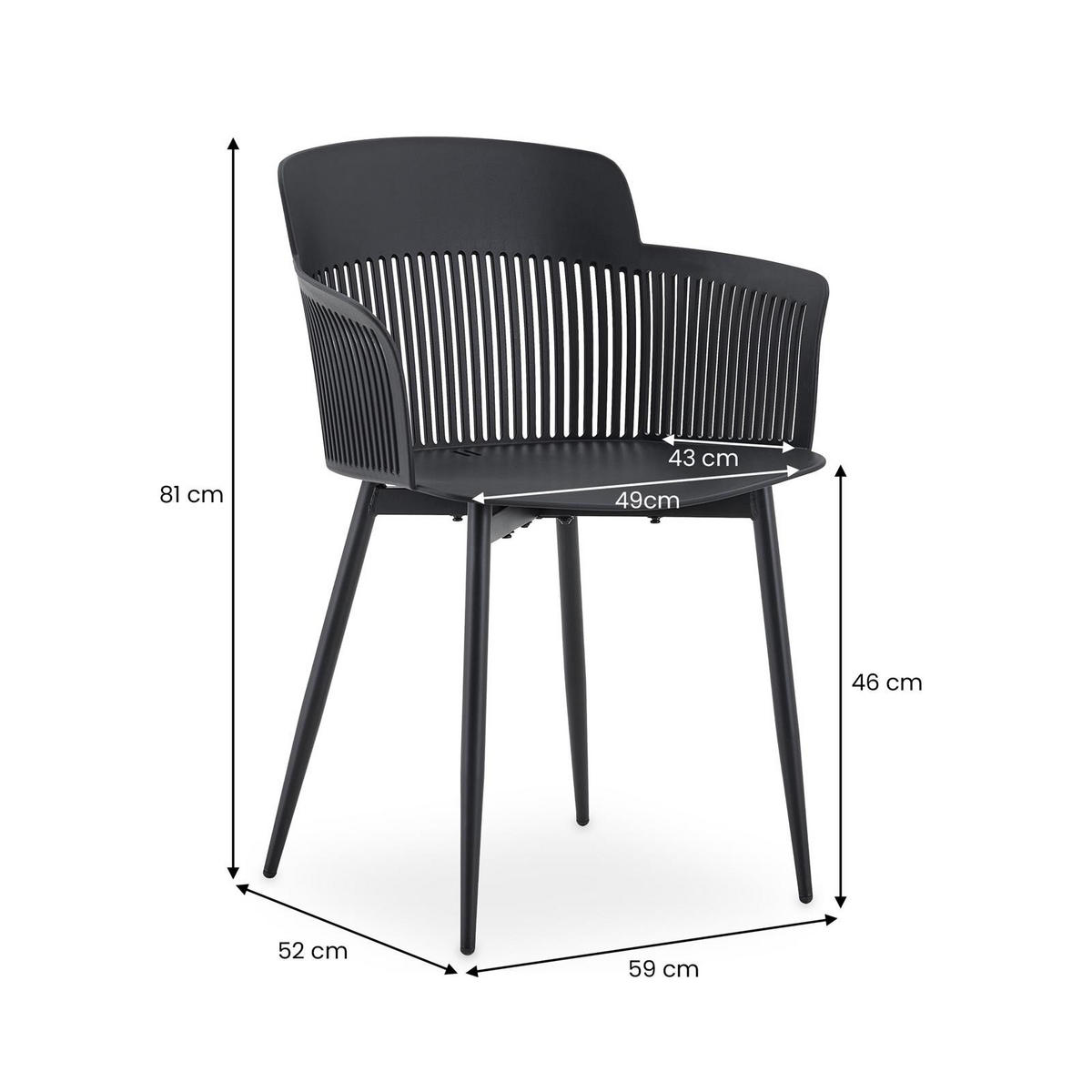 GARTENSTÜHLE MANTEY 4er-Set schwarz - Schwarz, Metall (59/81/52cm) - IDIMEX