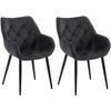 ARMLEHNENSTUHL 2er Set Samt Schwarz - Schwarz, Textil/Metall (58/83/62cm) - CLP