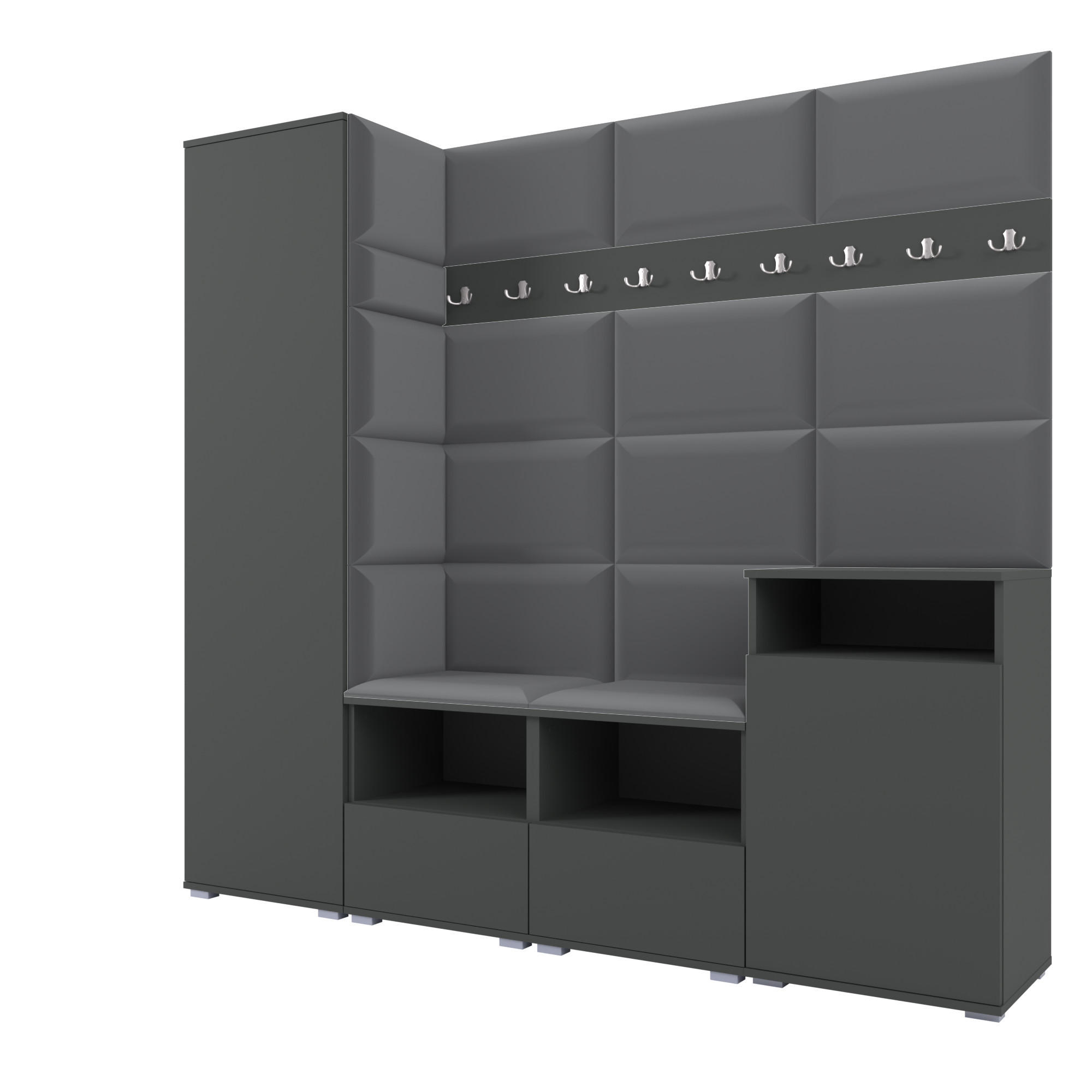 Ravio Garderobe Graphit, Dunkelgrau 200x187x40 cm