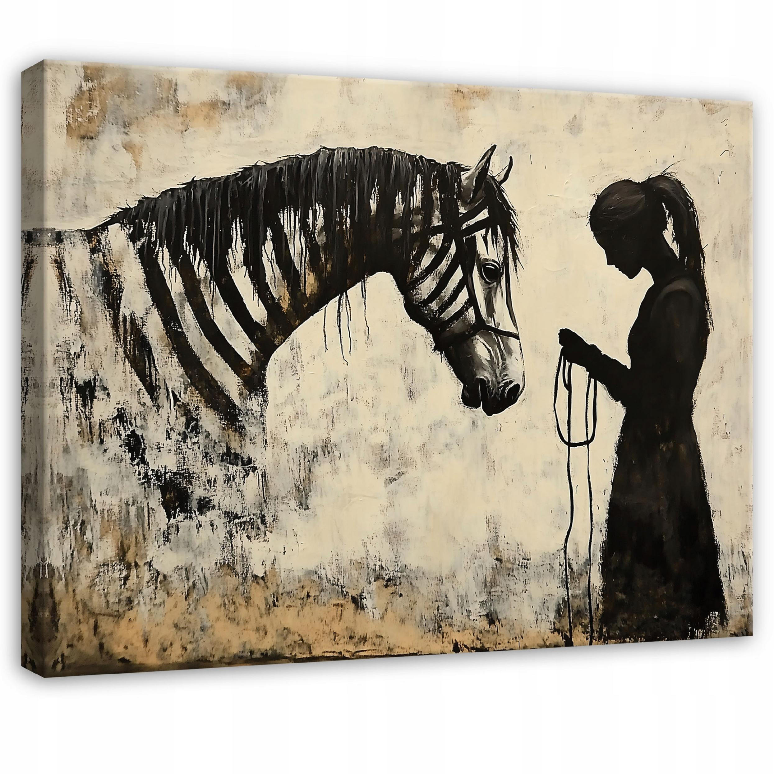 Wallarena OBRAZ na plátně Abstraktní Banksy béžový moderní obývací pokoj 60x40
