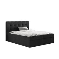 BOXBETT Mit Matratze Und Bettkasten, LUDANO Stoff Sydney Schwarz 200x200 cm H2-Pocket - Schwarz, Holz (200/200cm) - Kaiser Möbel