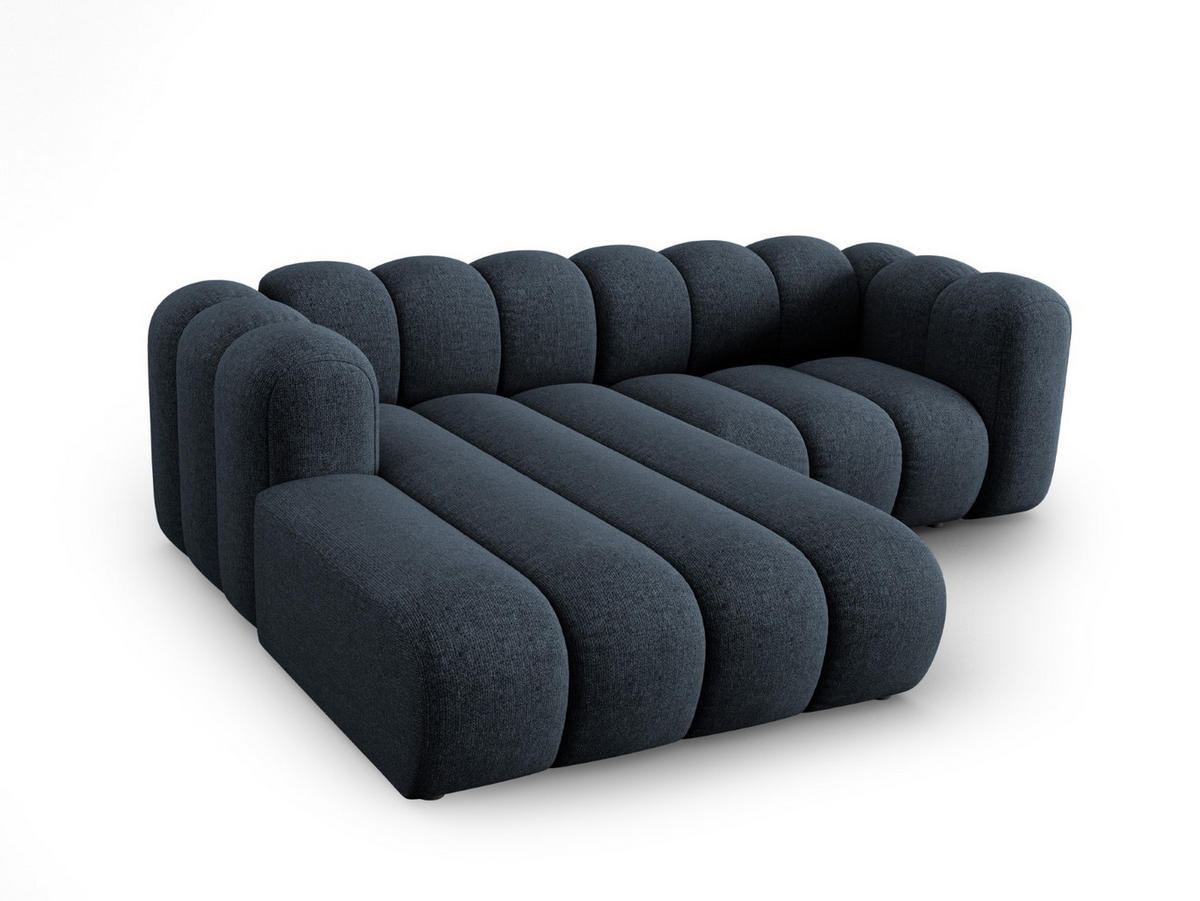ECKSOFA modular links Lupine aus Chenille-Stoff königsblau 3 Sitzplätze - Dunkelblau, Textil (177/230cm) - Micadoni