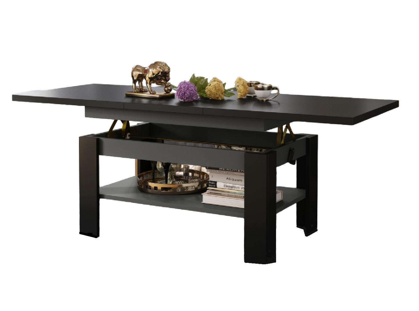 designimpex COUCHTISCH Schwarz, Anthrazit 130cm × 65cm × 58cm