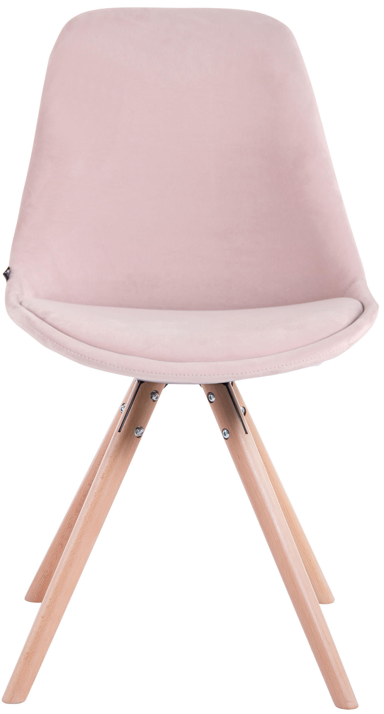 STUHL Samt pink - Pink/Eukalyptusholzfarben, Holz/Textil (48/84/56cm) - CLP
