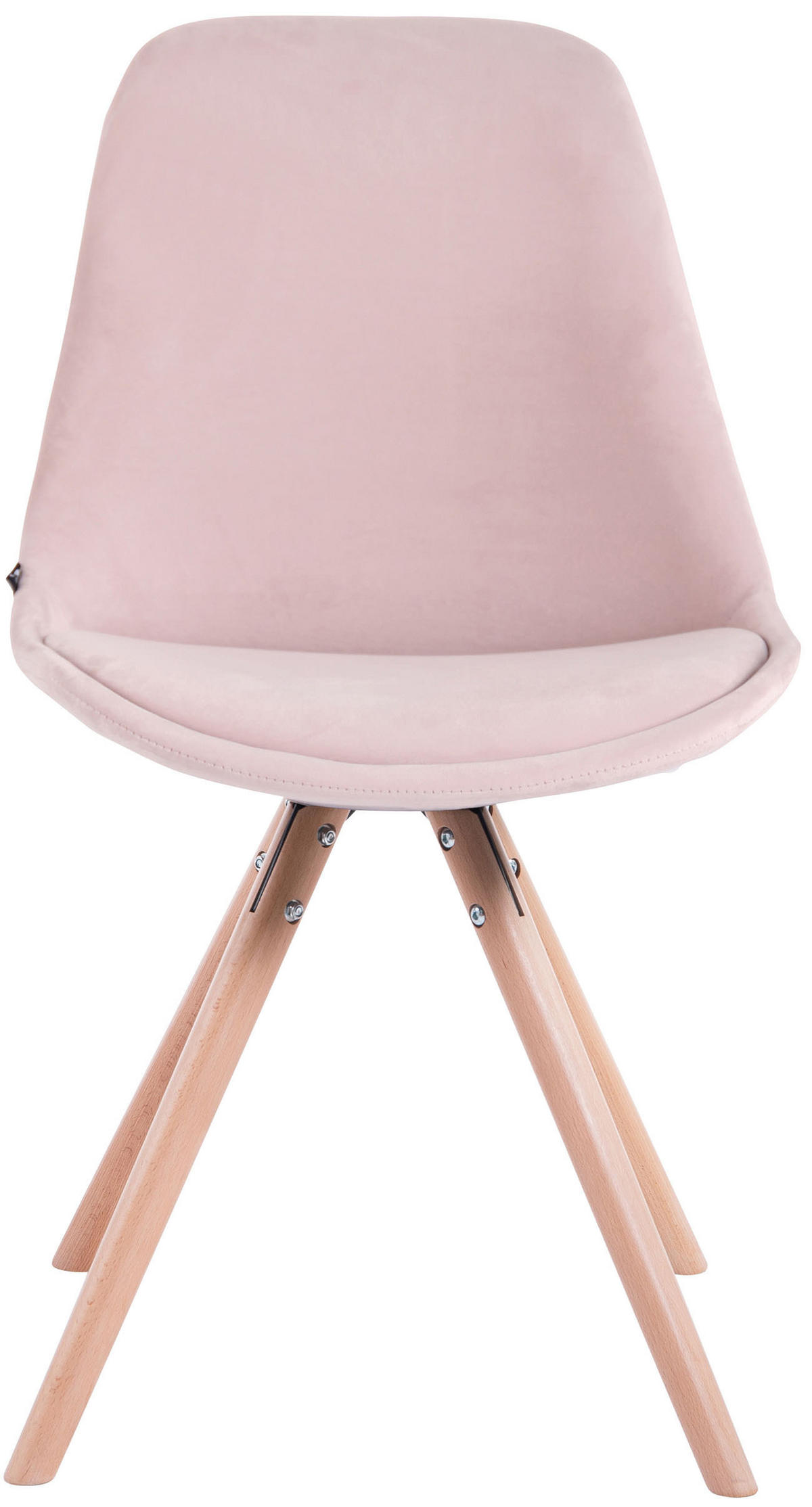 STUHL Samt pink - Pink/Eukalyptusholzfarben, Holz/Textil (48/84/56cm) - CLP