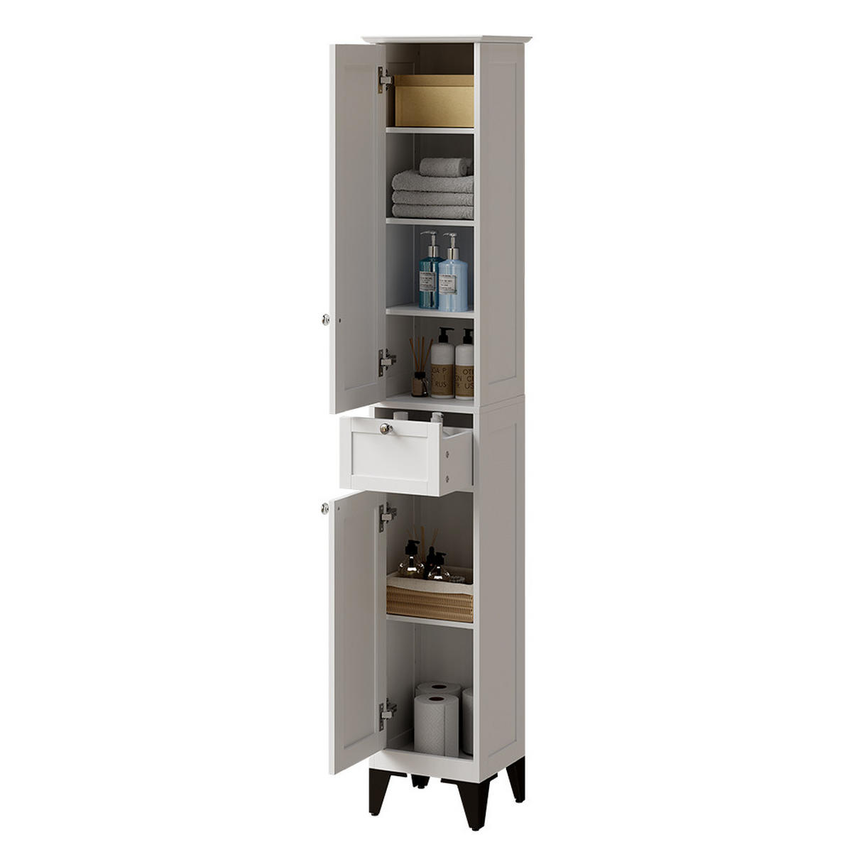 HOCHSCHRANK Vanity Weiß 32 x 175 cm - Weiß, Holzwerkstoff (32/175/30cm) - Vicco