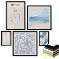 WANDBILDER 5er-Set - 50x50 cm & 20x30 cm & 40x60 cm Schwarzer Rahmen - Matisses abstrakte Formen - Schwarz, Kunststoff (40/60cm) - ArtPrintCave