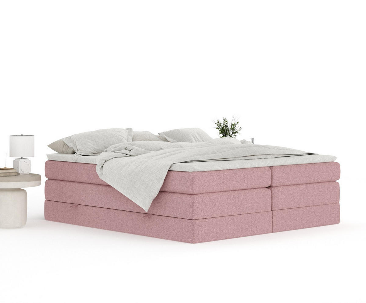 BOXSPRINGBETT Juniper Rosa 160/200 cm - Schwarz/Rosa, Holz/Holzwerkstoff (160/200cm) - Maison de Reve