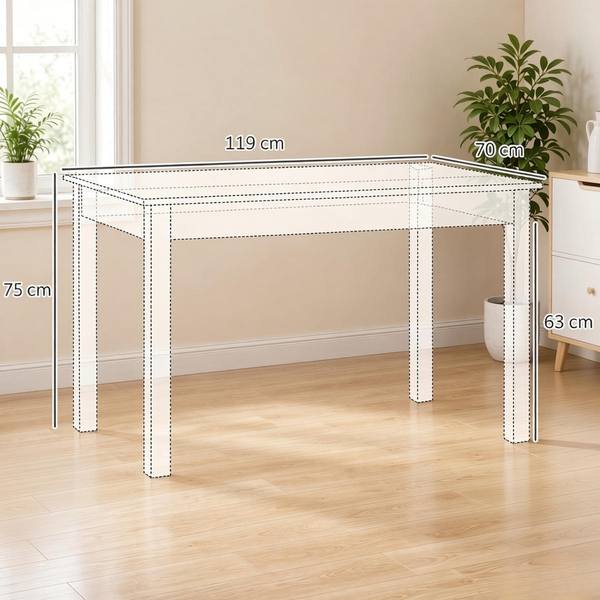 ESSTISCH 119/70/75 cm mit zeitlosem Look DE-39949 Eiche/Weiß - Eichefarben, Holzwerkstoff (70/119/75cm) - ComfortXL