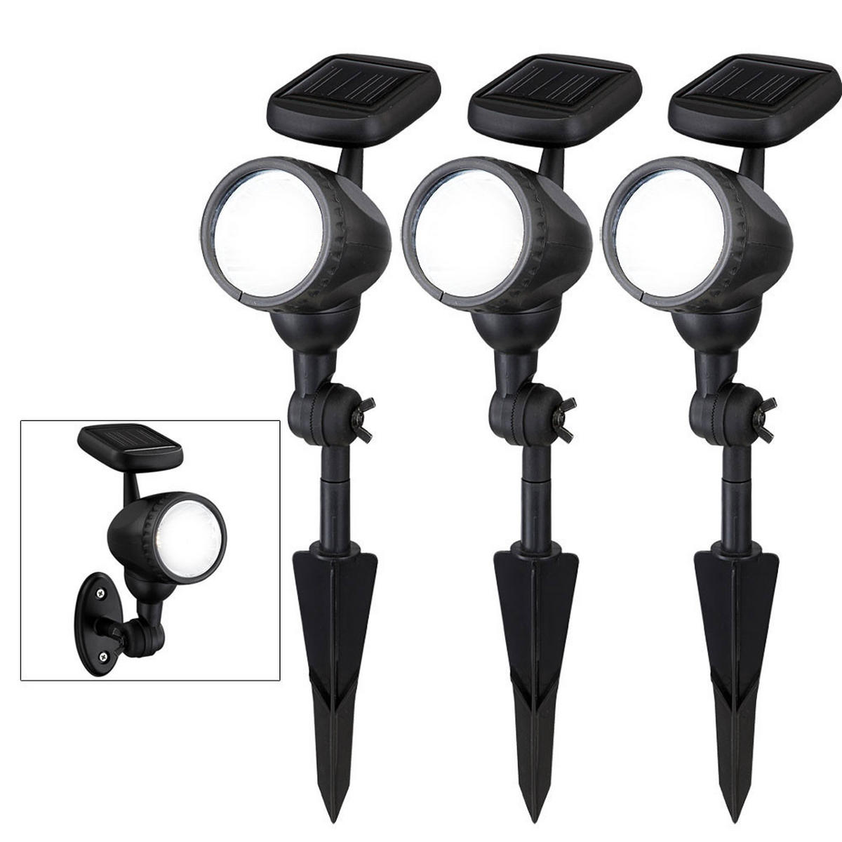 LED AUSSEN-WANDLEUCHTE MOA Schwarz 3er Set - Schwarz, Kunststoff (7.2/17/8.5cm) - Globo Lighting