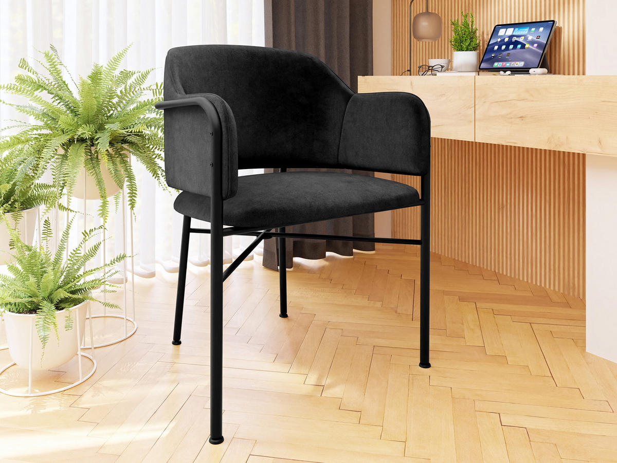 POLSTERSTUHL Delivio - Schwarz, Textil/Metall (56/79/55cm) - MIRJAN24