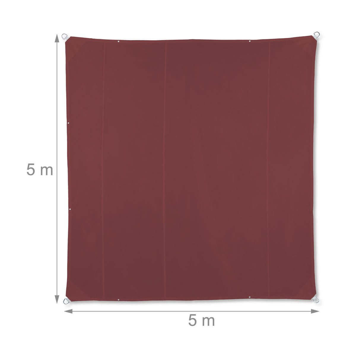 SONNENSEGEL - Dunkelrot, Textil/Metall (500/500cm) - Relaxdays