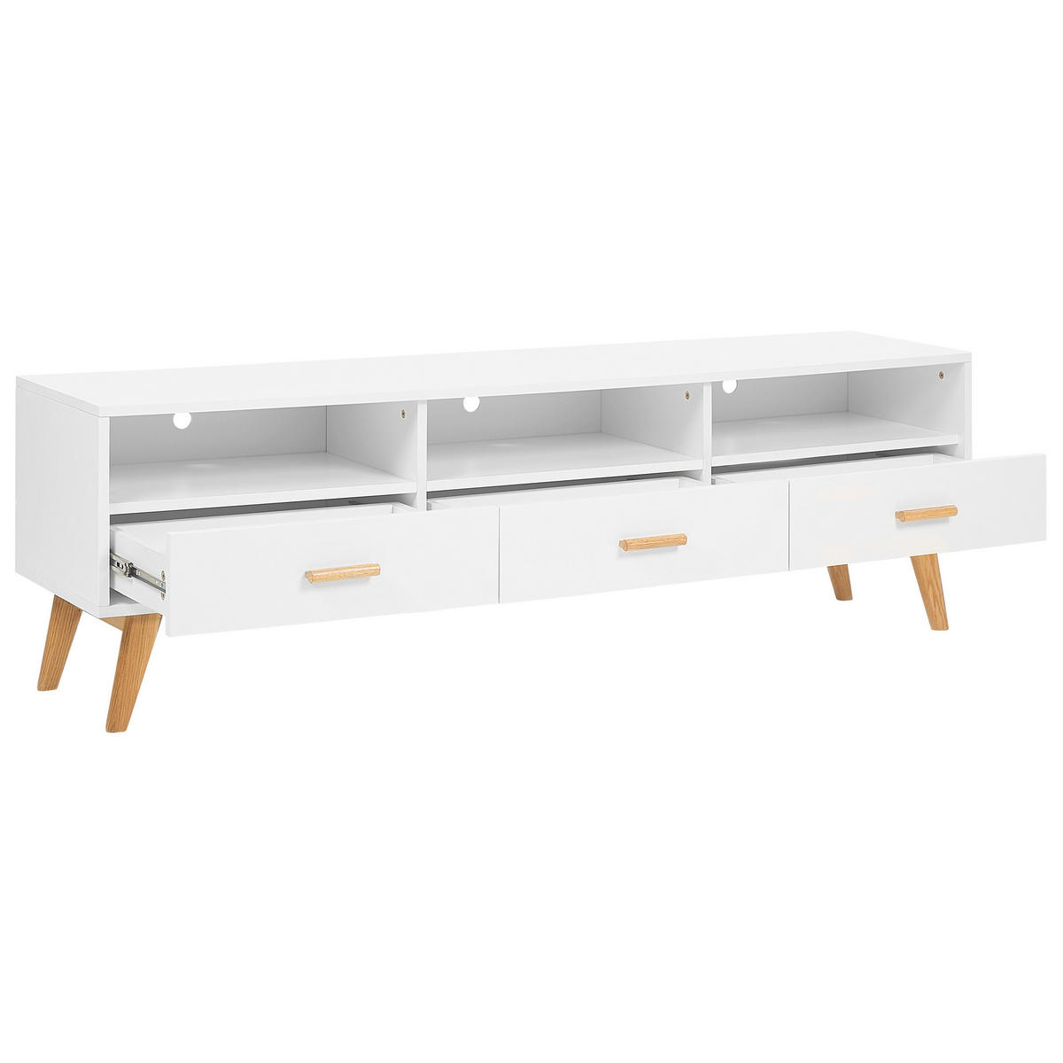 TV-MÖBEL Weiß, Hellbraun LIBERTY 40/180/55 cm - Weiß, Holzwerkstoff (180/55/40cm) - Beliani