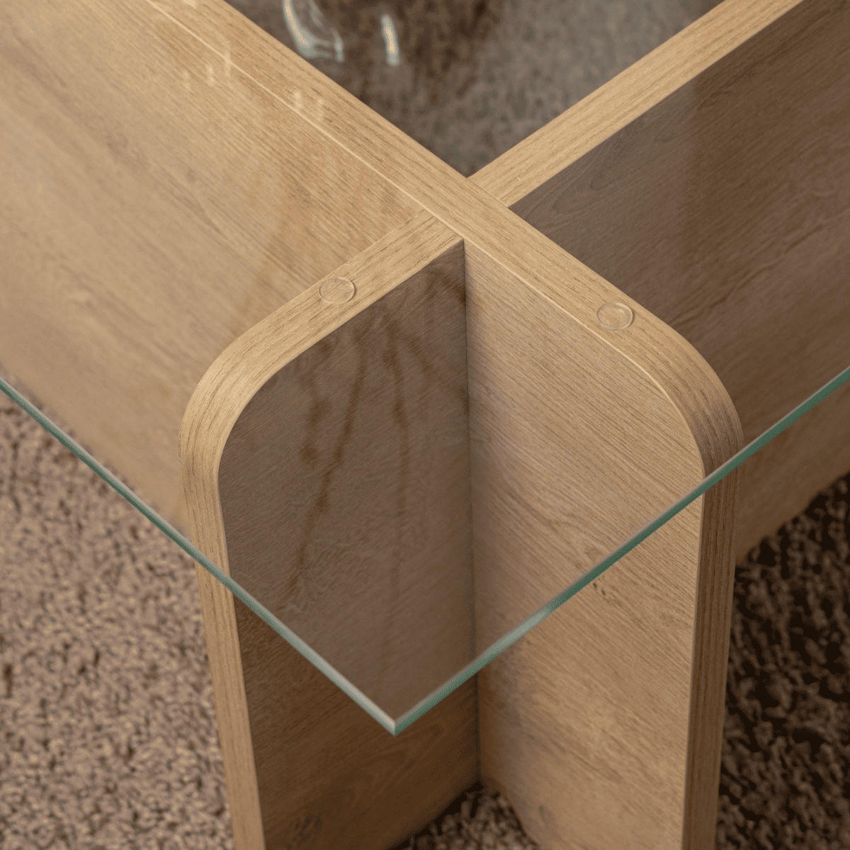 COUCHTISCH mit Tischplatte aus gehärtetem Glas 105/65/30 cm - Eichefarben, Holzwerkstoff (110/65/30cm) - Calicosy