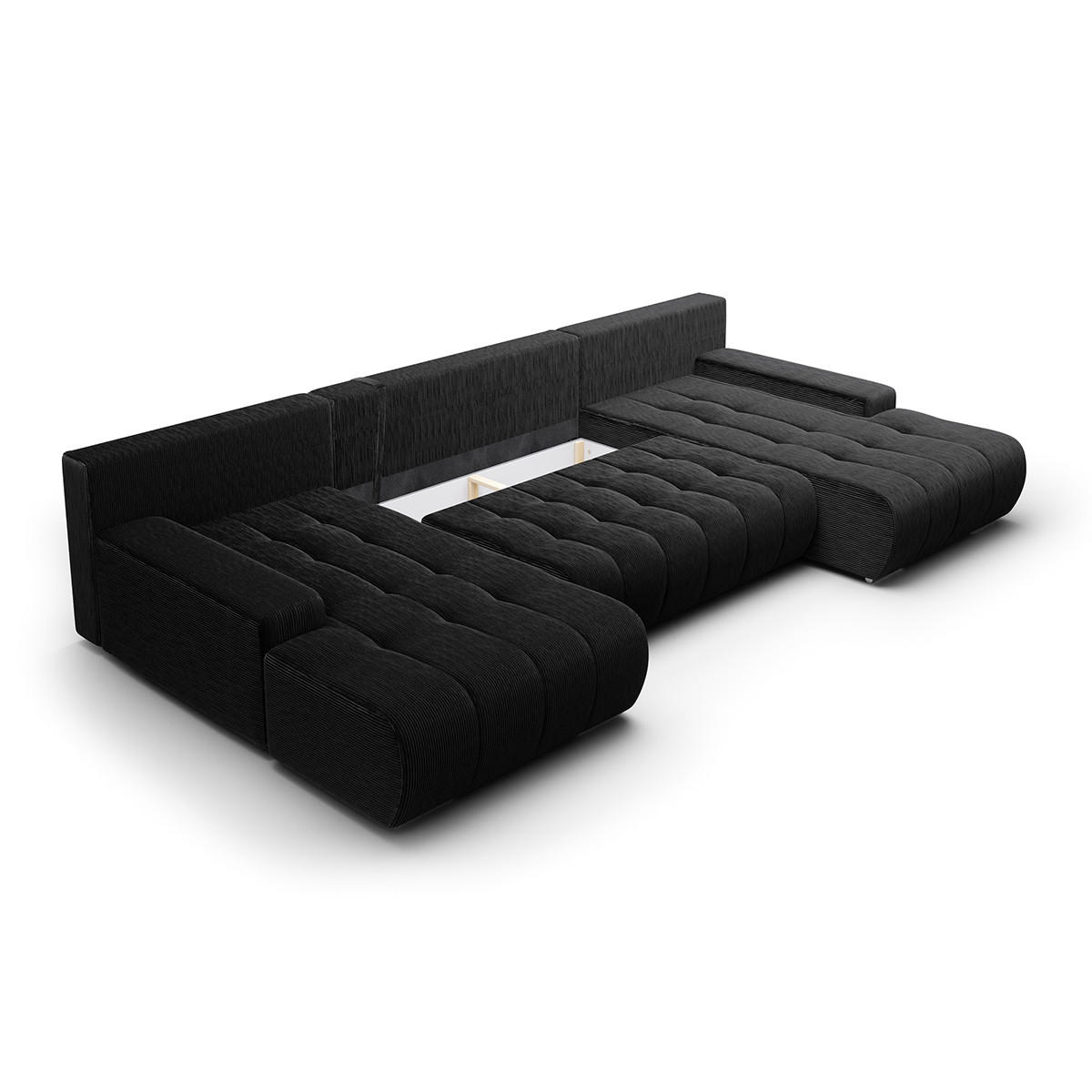 PANORAMASOFA Jonas 5 Sitzplätze Schwarz - Schwarz, Holz (350/85/185cm) - Petits-meubles