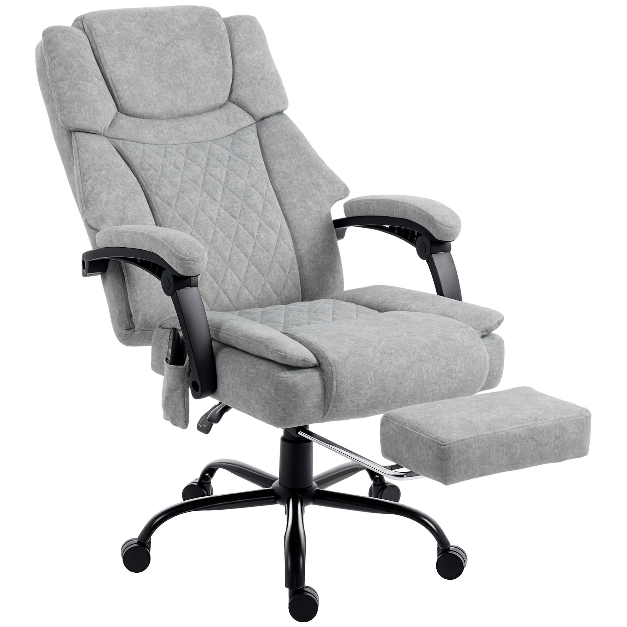 BÜROSTUHL-MIT-MASSAGEFUNKTION Polyester Grau - Grau, Textil (69.5/126/77.5cm) - HOMCOM